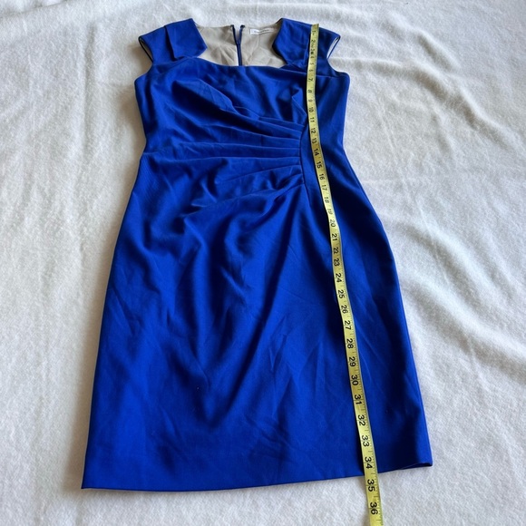 Calvin Klein Dress Royal Blue Ruched Waist Cap Sleeve Dress Size 4 - Picture 5 of 8
